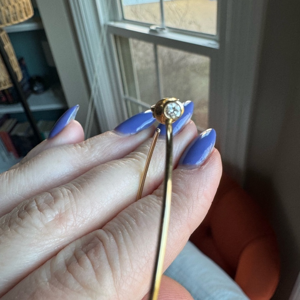 14k Gold and Diamond Hoops - Picture 9 of 13